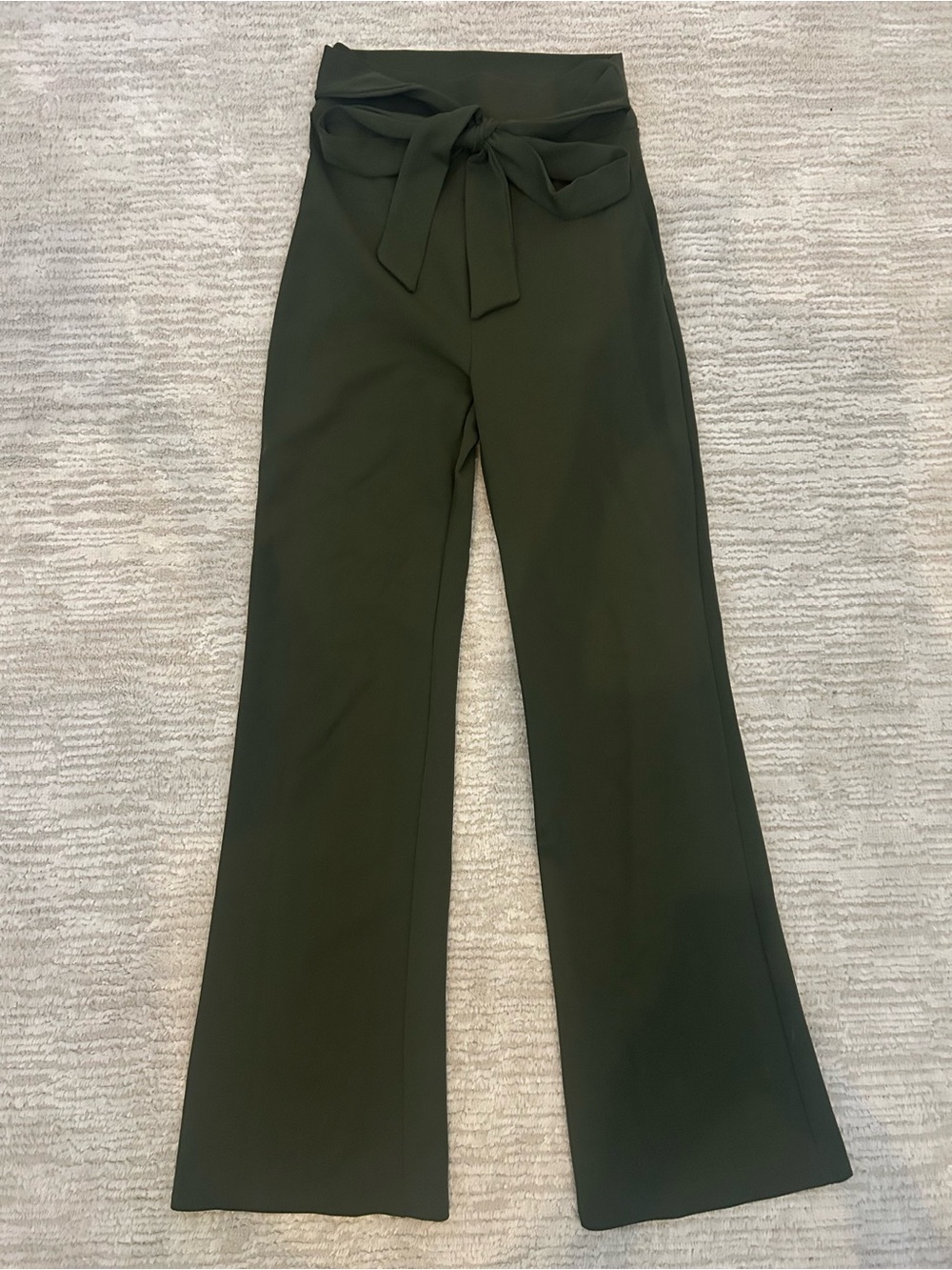 Windsor Olive Green High-Rise Wide-Leg Tie-Waist Pants
